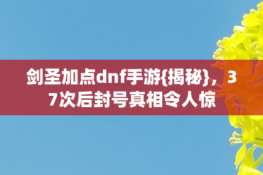 剑圣加点dnf手游{揭秘},37次后封号真相令人惊 剑圣加点dnf手游{揭秘},37次后封号真相令人惊