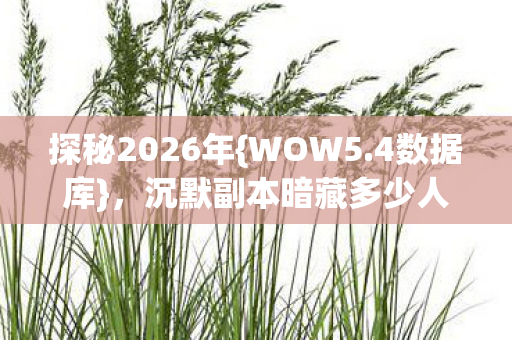 探秘2026年{WOW5.4数据库},沉默副本暗藏多少人生密码? 探秘2026年{WOW5.4数据库},沉默副本暗藏多少人生密码?