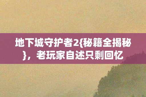 地下城守护者2{秘籍全揭秘},老玩家自述只剩回忆 地下城守护者2{秘籍全揭秘},老玩家自述只剩回忆
