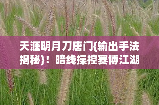 天涯明月刀唐门{输出手法揭秘}！暗线操控赛博江湖