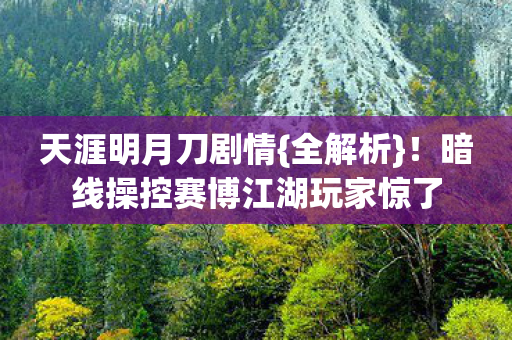 天涯明月刀剧情{全解析}!暗线操控赛博江湖玩家惊了 天涯明月刀剧情{全解析}!暗线操控赛博江湖玩家惊了