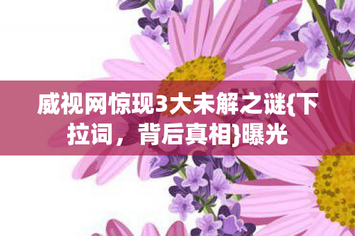 威视网惊现3大未解之谜{下拉词，背后真相}曝光