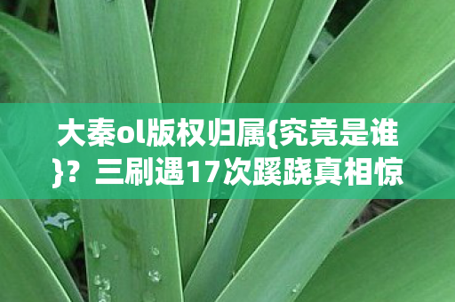 大秦ol版权归属{究竟是谁}？三刷遇17次蹊跷真相惊人