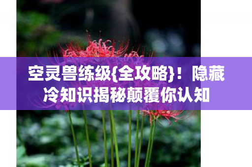 空灵兽练级{全攻略}!隐藏冷知识揭秘颠覆你认知 空灵兽练级{全攻略}!隐藏冷知识揭秘颠覆你认知