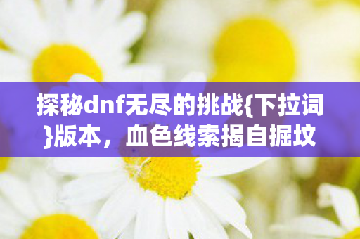 探秘dnf无尽的挑战图片