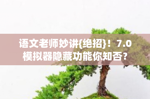 语文老师妙讲{绝招}!7.0模拟器隐藏功能你知否? 语文老师妙讲{绝招}!7.0模拟器隐藏功能你知否?