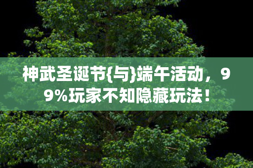 神武圣诞节{与}端午活动，99%玩家不知隐藏玩法！