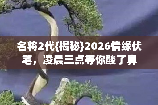 名将2代{揭秘}2026情缘伏笔，凌晨三点等你酸了鼻