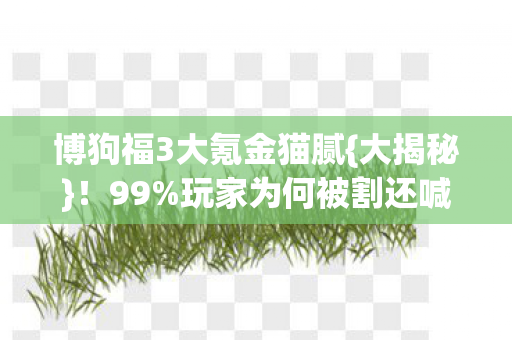 博狗福3大氪金猫腻{大揭秘}!99%玩家为何被割还喊香? 博狗福3大氪金猫腻{大揭秘}!99%玩家为何被割还喊香?