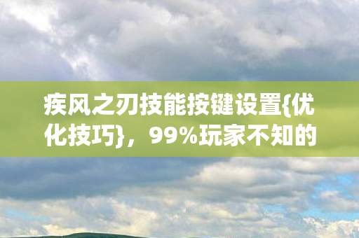 疾风之刃技能按键设置{优化技巧}，99%玩家不知的秘密！
