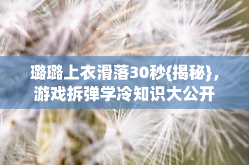 璐璐上衣滑落30秒{揭秘},游戏拆弹学冷知识大公开 璐璐上衣滑落30秒{揭秘},游戏拆弹学冷知识大公开