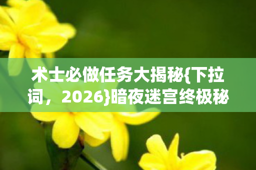 术士必做任务大揭秘图片