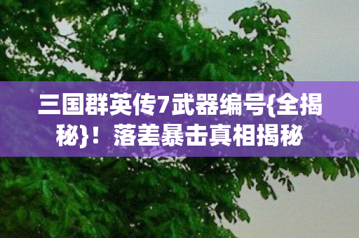 三国群英传7武器编号图片