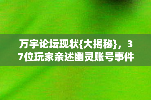 37位玩家亲述幽灵账号事件图片