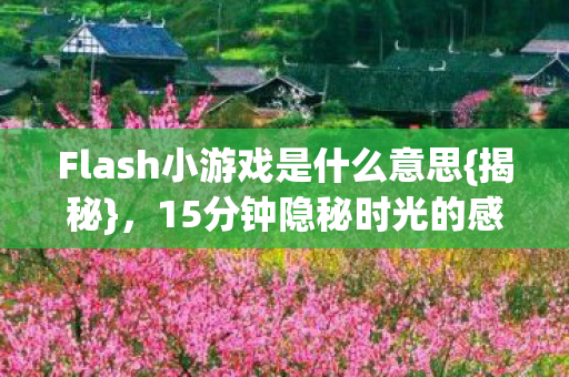 Flash小游戏是什么意思图片
