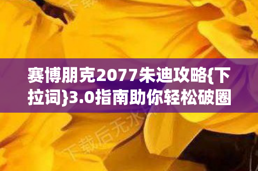 赛博朋克2077朱迪攻略图片