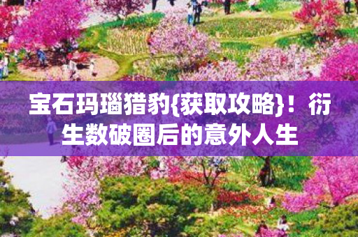 宝石玛瑙猎豹{获取攻略}!衍生数破圈后的意外人生 宝石玛瑙猎豹{获取攻略}!衍生数破圈后的意外人生