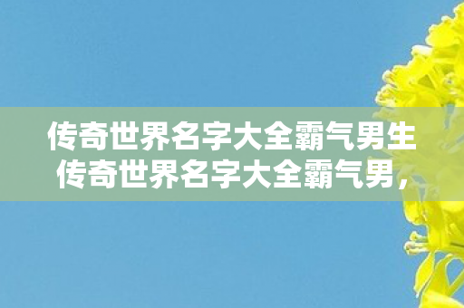 传奇世界名字大全霸气男生传奇世界名字大全霸气男图片