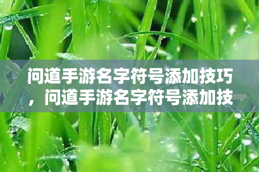 问道手游名字符号添加技巧,问道手游名字符号添加技巧 问道手游名字符号添加技巧,问道手游名字符号添加技巧
