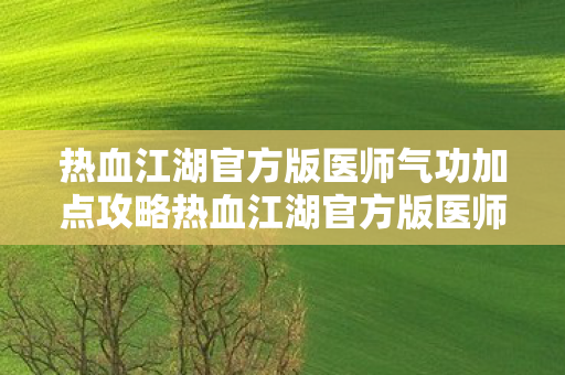 热血江湖官方版医师气功加点攻略热血江湖官方版医师气功加点攻略,热血江湖医师气功加点攻略,提升医术与战斗能力 热血江湖官方版医师气功加点攻略热血江湖官方版医师气功加点攻略,热血江湖医师气功加点攻略,提升医术与战斗能力