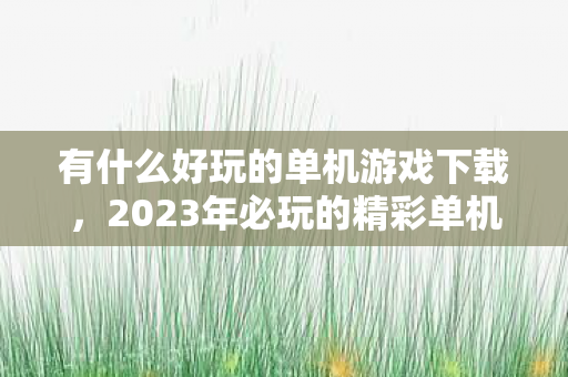 2023年必玩的精彩单机游戏下载推荐图片