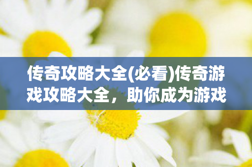 传奇游戏攻略大全图片