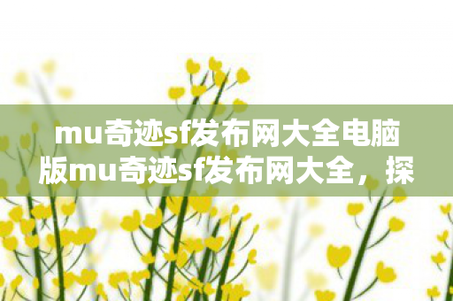 mu奇迹sf发布网大全电脑版mu奇迹sf发布网大全图片