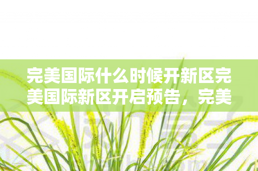 完美国际什么时候开新区完美国际新区开启预告图片