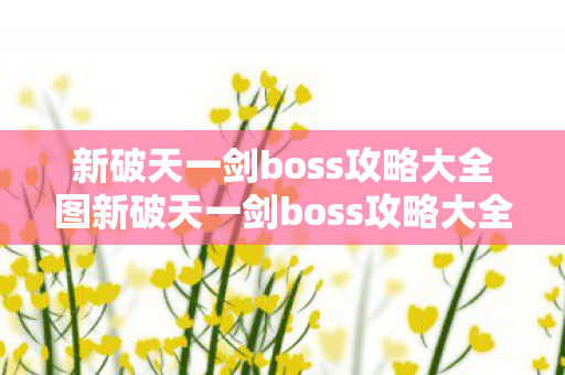 新破天一剑boss攻略大全图新破天一剑boss攻略大全，新破天一剑BOSS攻略大全，击败BOSS的终极指南