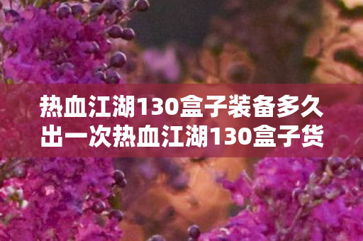 热血江湖130盒子装备多久出一次热血江湖130盒子货是什么意思，热血江湖130盒子装备多久出一次？揭秘130盒子货含义