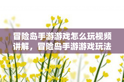 冒险岛手游游戏怎么玩视频讲解，冒险岛手游游戏玩法视频讲解