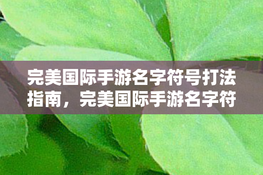 完美国际手游名字符号打法全解析图片