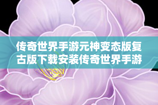 传奇世界手游元神变态版复古版下载安装传奇世界手游元神变态版复古版下载图片