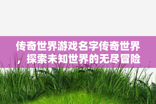 传奇世界游戏名字传奇世界图片