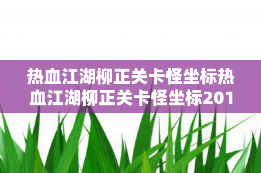 热血江湖柳正关卡怪坐标热血江湖柳正关卡怪坐标2019，探索与攻略，热血江湖柳正关卡怪物坐标2019版，全面攻略与探索指南