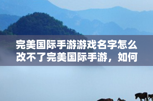 完美国际手游游戏名字怎么改不了完美国际手游图片
