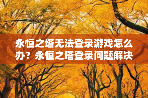 永恒之塔无法登录游戏怎么办图片