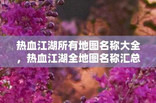 热血江湖所有地图名称大全,热血江湖全地图名称汇总 热血江湖所有地图名称大全,热血江湖全地图名称汇总