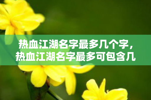 热血江湖名字最多几个字,热血江湖名字最多可包含几个字? 热血江湖名字最多几个字,热血江湖名字最多可包含几个字?