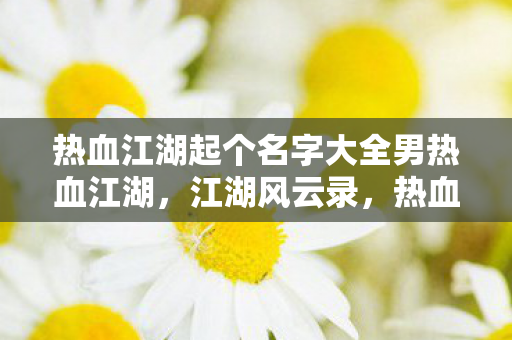 热血江湖起个名字大全男热血江湖图片