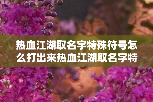 热血江湖取名字特殊符号怎么打出来热血江湖取名字特殊符号怎么打图片