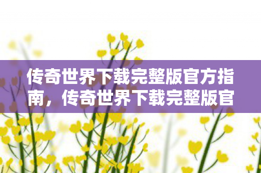 传奇世界下载完整版官方指南图片