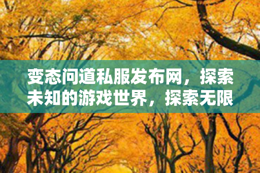 变态问道私服发布网，探索未知的游戏世界，探索无限，变态问道私服发布网带你领略未知游戏世界