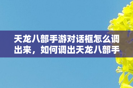 天龙八部手游对话框怎么调出来图片