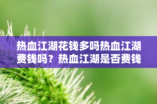 热血江湖花钱多吗热血江湖费钱吗？热血江湖是否费钱？