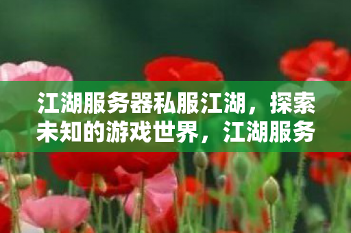 江湖服务器私服江湖，探索未知的游戏世界，江湖服务器私服，探索未知的游戏世界