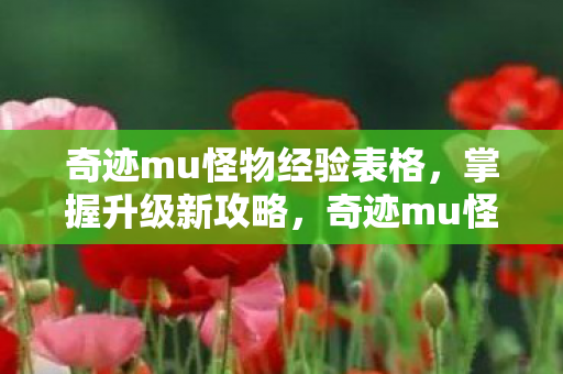 奇迹mu怪物经验全解析图片