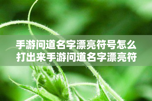 手游问道名字漂亮符号怎么打出来手游问道名字漂亮符号怎么打,手游问道名字漂亮符号打法 手游问道名字漂亮符号怎么打出来手游问道名字漂亮符号怎么打,手游问道名字漂亮符号打法