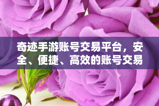 奇迹手游账号交易平台图片