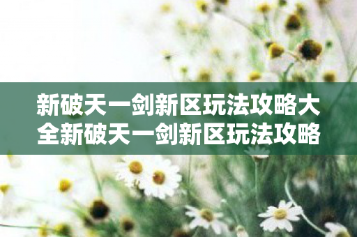 新破天一剑新区玩法攻略大全新破天一剑新区玩法攻略大全图片